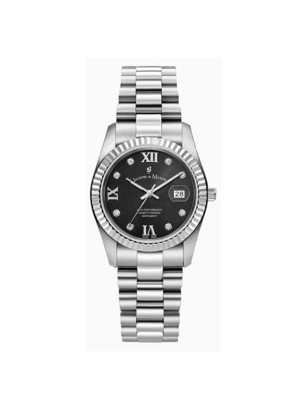 NWT Jacques Du Manoir Inspiration Roman Diamond Black Dial Ladies Watch
